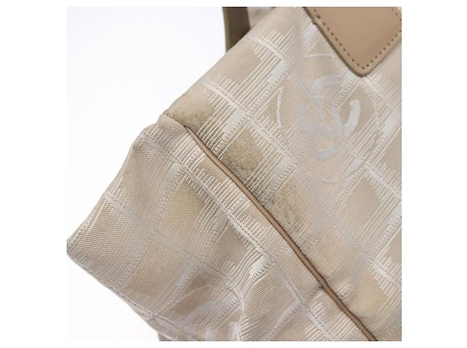 CHANEL Nuova linea da viaggio Borsa a mano in nylon beige argento CC Auth 141510 - vista 14