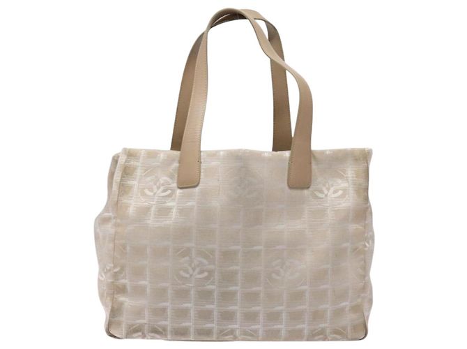 CHANEL Nuova linea da viaggio Borsa a mano in nylon beige argento CC Auth 141510 - vista 2