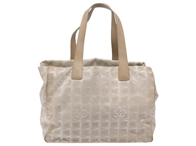 CHANEL Nuova linea da viaggio Borsa a mano in nylon beige argento CC Auth 141510 - vista 3