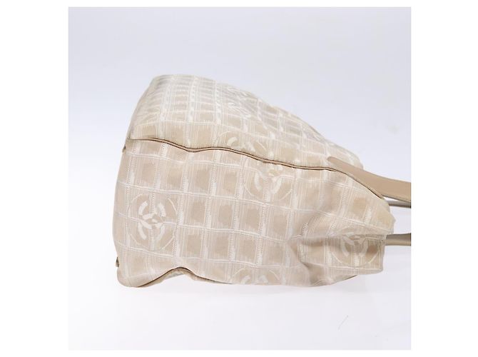 CHANEL Nuova linea da viaggio Borsa a mano in nylon beige argento CC Auth 141510 - vista 4