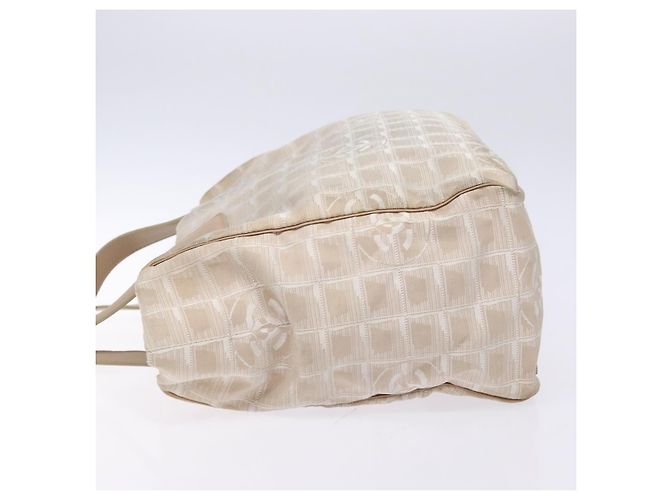 CHANEL Nuova linea da viaggio Borsa a mano in nylon beige argento CC Auth 141510 - vista 5