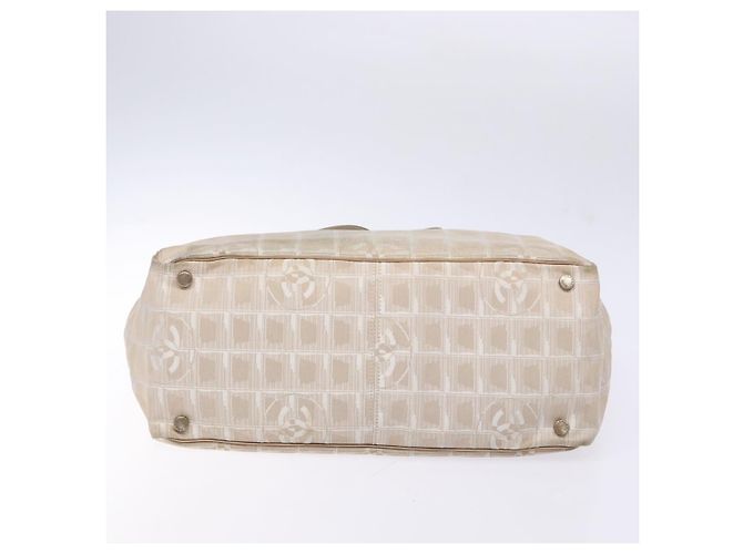 CHANEL Nuova linea da viaggio Borsa a mano in nylon beige argento CC Auth 141510 - vista 9