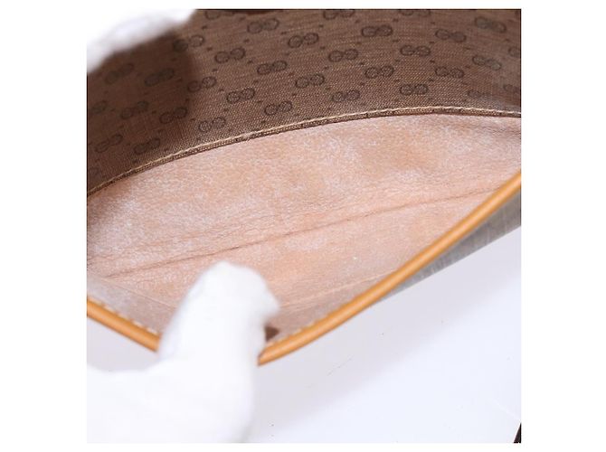 Gucci Borsa a Spalla Micro GG Supreme PVC Beige Oro 007 56 0095 Auth BA5899 D'oro - vista 18