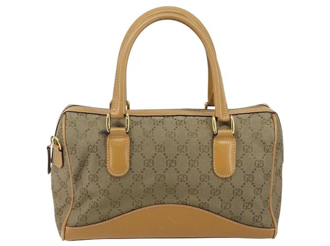 Borsa Boston GG Canvas Gucci Beige Oro Auth bs29152 D'oro - vista 2