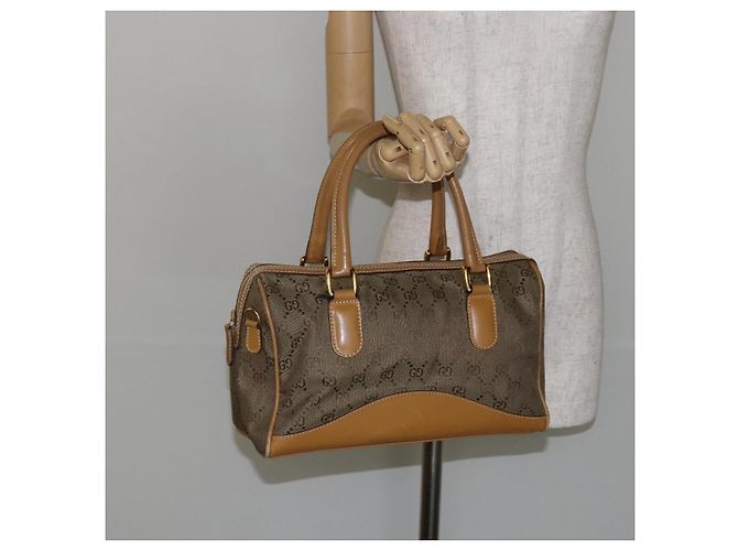 Borsa Boston GG Canvas Gucci Beige Oro Auth bs29152 D'oro - vista 21