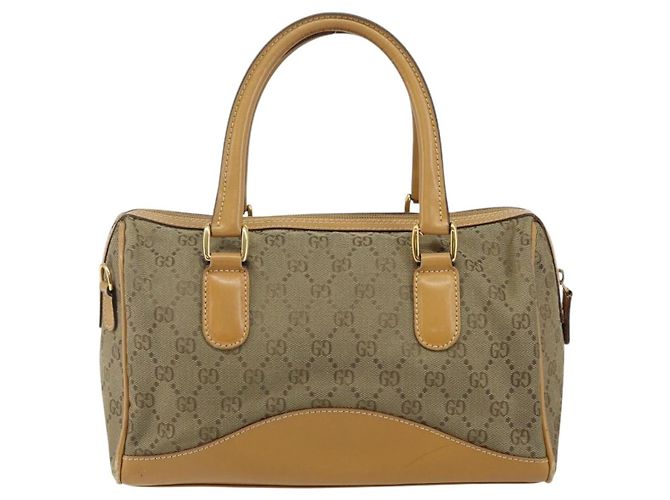 Borsa Boston GG Canvas Gucci Beige Oro Auth bs29152 D'oro - vista 3