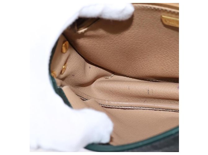 Borsa a Spalla in Tela Trotter Christian Dior Verde Oro Auth BA5713 D'oro - vista 19