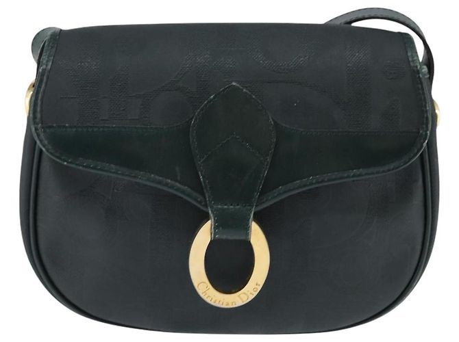 Borsa a Spalla in Tela Trotter Christian Dior Verde Oro Auth BA5713 D'oro - vista 2