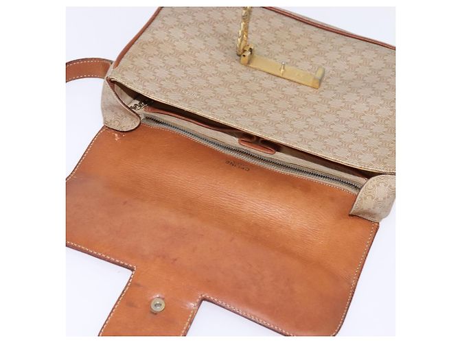 Céline Borsa a Spalla in Tela Macadam CELINE PVC Beige Oro Auth BA5887 D'oro - vista 16