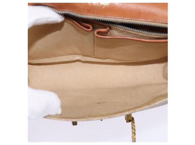 Céline Borsa a Spalla in Tela Macadam CELINE PVC Beige Oro Auth BA5887 D'oro - vista 19