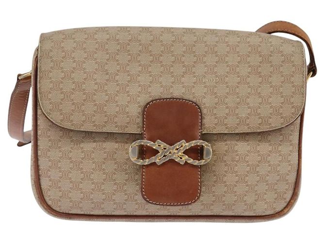Céline Borsa a Spalla in Tela Macadam CELINE PVC Beige Oro Auth BA5887 D'oro - vista 2