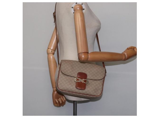Céline Borsa a Spalla in Tela Macadam CELINE PVC Beige Oro Auth BA5887 D'oro - vista 25
