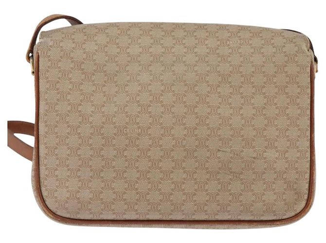 Céline Borsa a Spalla in Tela Macadam CELINE PVC Beige Oro Auth BA5887 D'oro - vista 3
