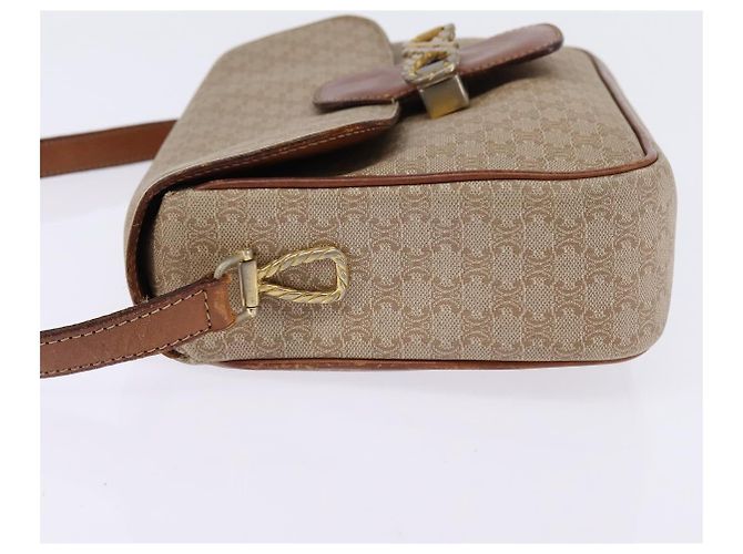 Céline Borsa a Spalla in Tela Macadam CELINE PVC Beige Oro Auth BA5887 D'oro - vista 4