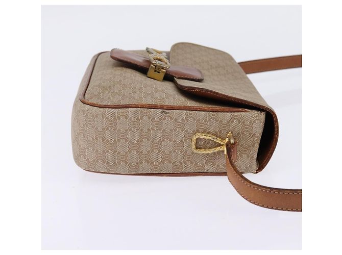 Céline Borsa a Spalla in Tela Macadam CELINE PVC Beige Oro Auth BA5887 D'oro - vista 5