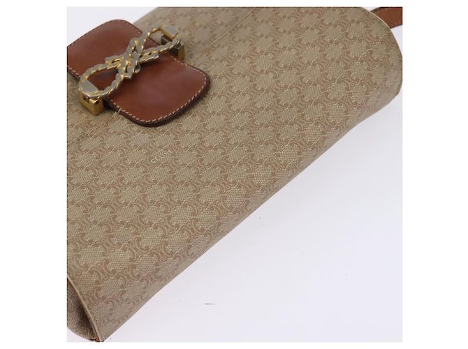 Céline Borsa a Spalla in Tela Macadam CELINE PVC Beige Oro Auth BA5887 D'oro - vista 6