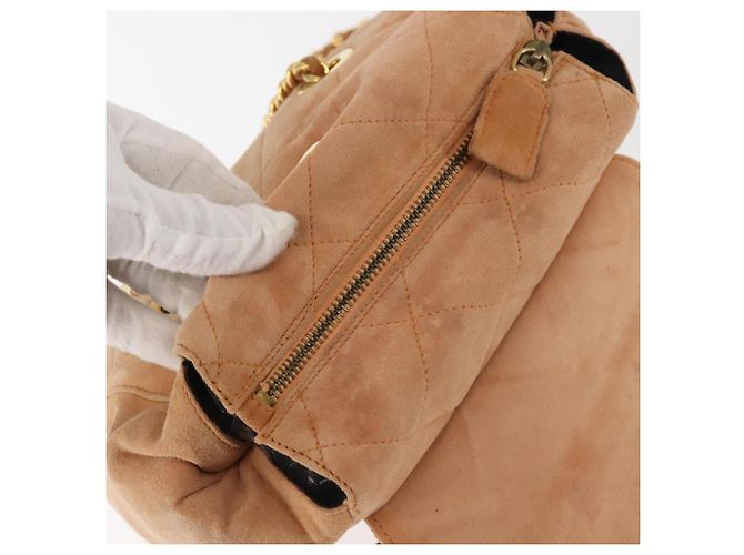 Borsa a Spalla con Catena PRADA Camoscio Beige Oro Auth 135314 D'oro - vista 10