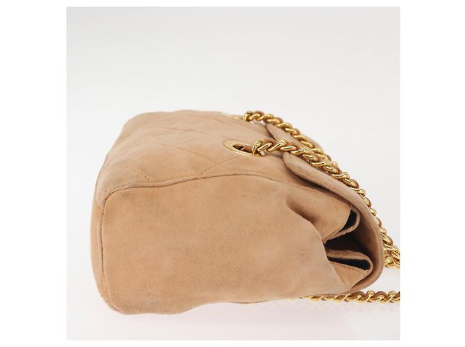 Borsa a Spalla con Catena PRADA Camoscio Beige Oro Auth 135314 D'oro - vista 3