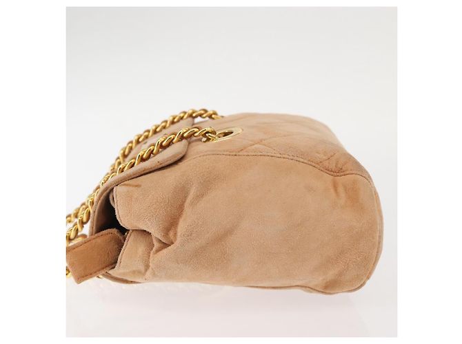 Borsa a Spalla con Catena PRADA Camoscio Beige Oro Auth 135314 D'oro - vista 4