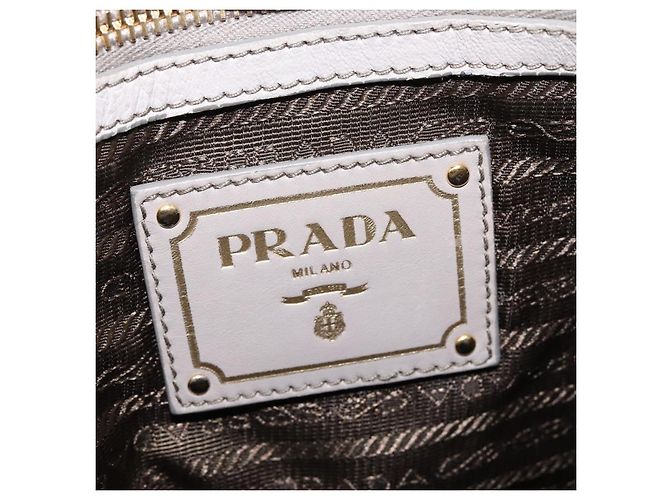 PRADA Borsa a Mano Arricciata in Pelle 2 in 1 Beige Oro Auth BA5654 D'oro - vista 18