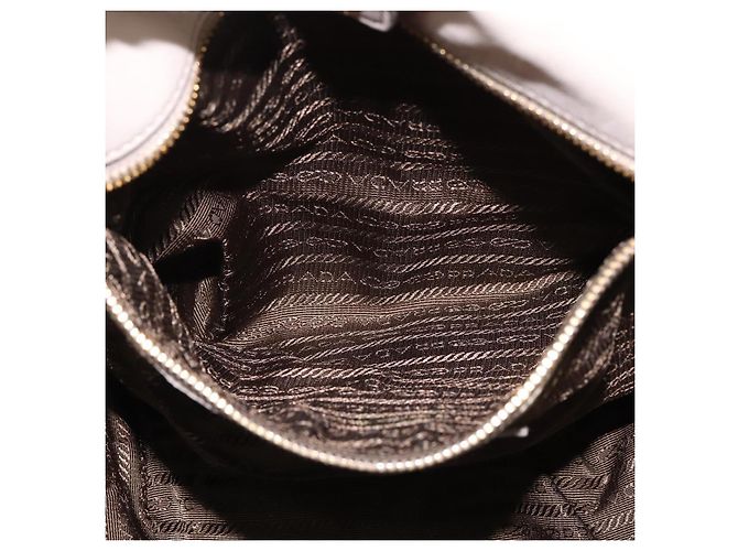 PRADA Borsa a Mano Arricciata in Pelle 2 in 1 Beige Oro Auth BA5654 D'oro - vista 21