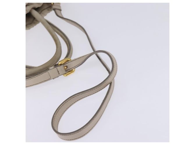 PRADA Borsa a Mano Arricciata in Pelle 2 in 1 Beige Oro Auth BA5654 D'oro - vista 9