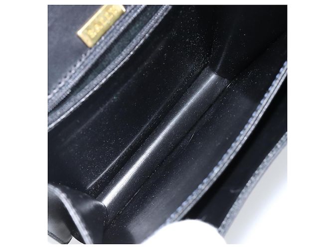 BALLY Bolsa de mão em couro preto e dourado Auth BA5596 - vista 10