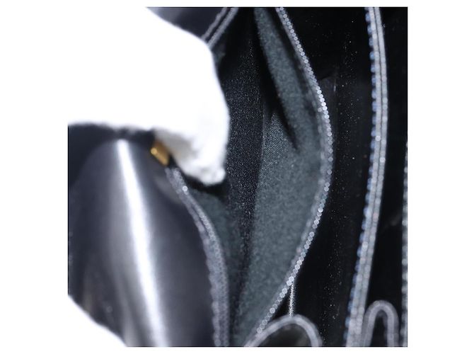 BALLY Bolsa de mão em couro preto e dourado Auth BA5596 - vista 12