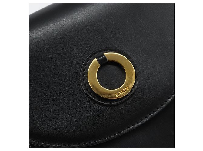 BALLY Bolsa de mão em couro preto e dourado Auth BA5596 - vista 18