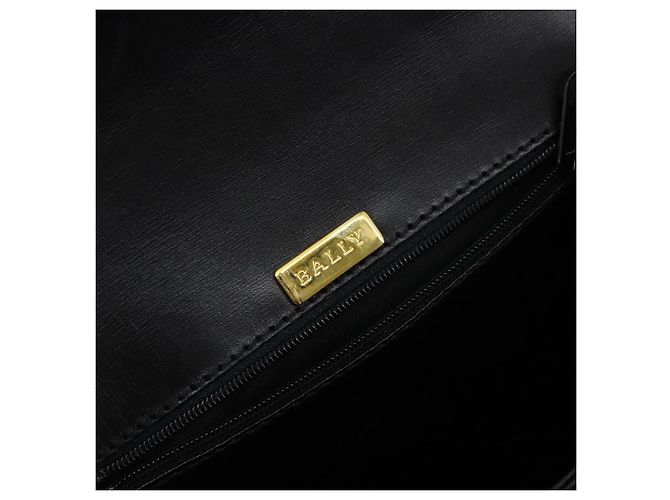 BALLY Bolsa de mão em couro preto e dourado Auth BA5596 - vista 19