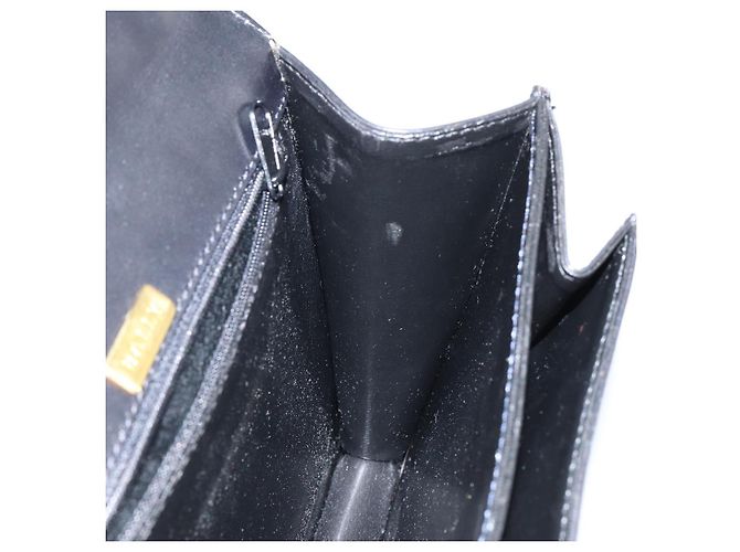 BALLY Bolsa de mão em couro preto e dourado Auth BA5596 - vista 20