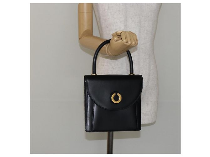 BALLY Bolsa de mão em couro preto e dourado Auth BA5596 - vista 22