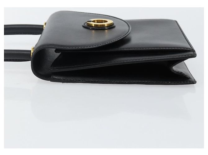 BALLY Bolsa de mão em couro preto e dourado Auth BA5596 - vista 4