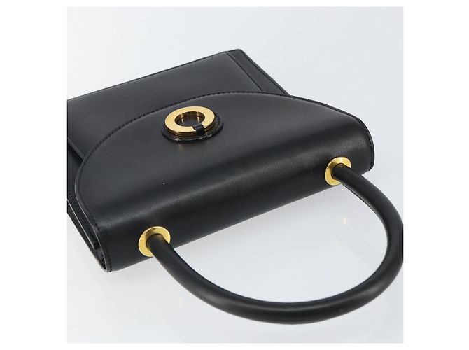 BALLY Bolsa de mão em couro preto e dourado Auth BA5596 - vista 6