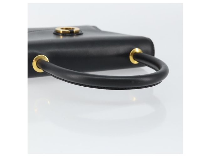 BALLY Bolsa de mão em couro preto e dourado Auth BA5596 - vista 7