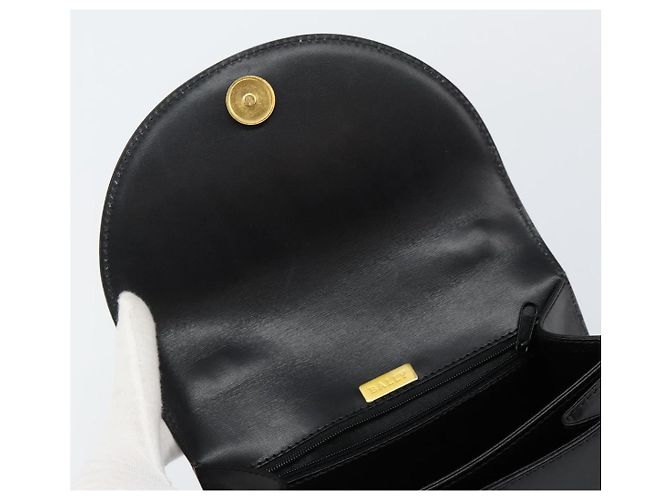 BALLY Bolsa de mão em couro preto e dourado Auth BA5596 - vista 9