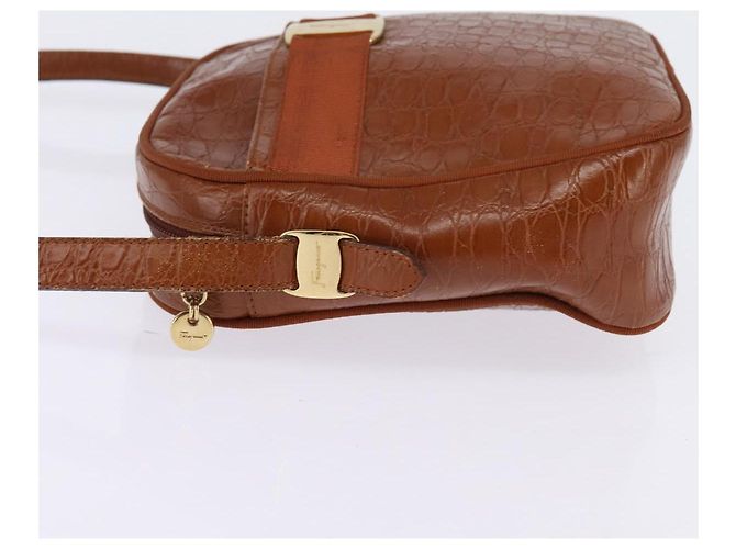 Borsa a Spalla Vala in Pelle Marrone Oro Auth BA5869 di Salvatore Ferragamo D'oro - vista 4