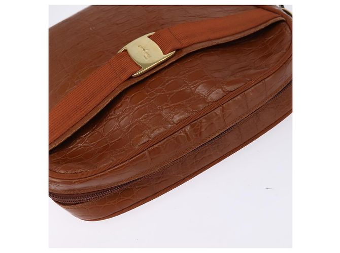 Borsa a Spalla Vala in Pelle Marrone Oro Auth BA5869 di Salvatore Ferragamo D'oro - vista 6