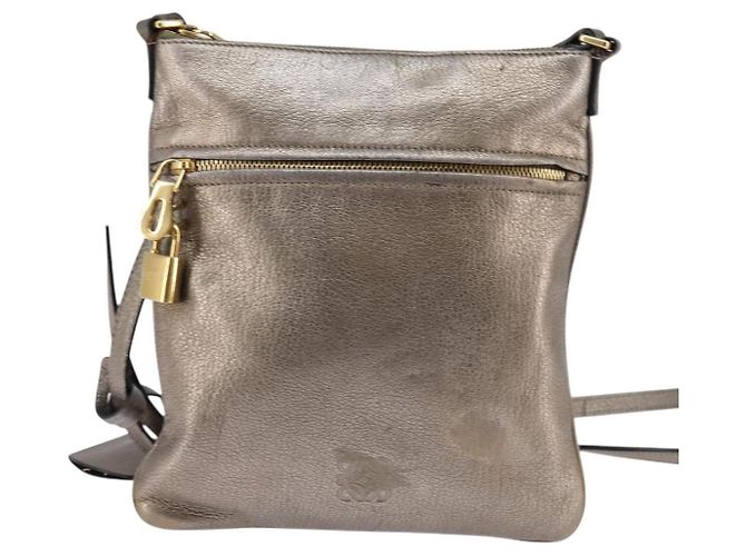Borsa a Spalla Anagramma LOEWE in Pelle Dorata Auth bs29427 D'oro - vista 13