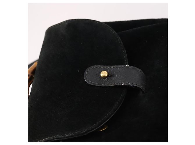 Zaino in suede nero e oro Gucci Bamboo 003 2058 0030 Auth ep10853 D'oro - vista 16