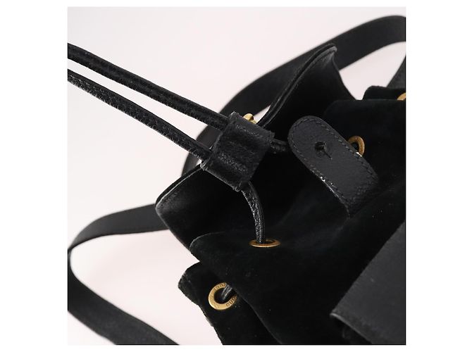 Zaino in suede nero e oro Gucci Bamboo 003 2058 0030 Auth ep10853 D'oro - vista 17