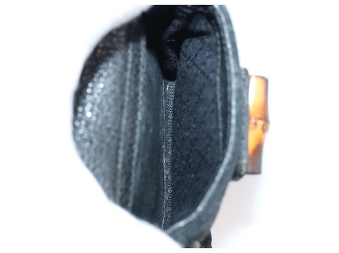 Zaino in suede nero e oro Gucci Bamboo 003 2058 0030 Auth ep10853 D'oro - vista 23