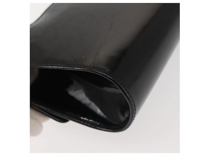 Borsa a Spalla Chain Gancini Salvatore Ferragamo Smalto Nero Oro Auth 142666 D'oro - vista 12