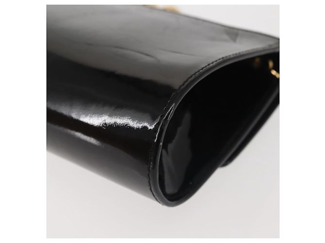 Borsa a Spalla Chain Gancini Salvatore Ferragamo Smalto Nero Oro Auth 142666 D'oro - vista 13