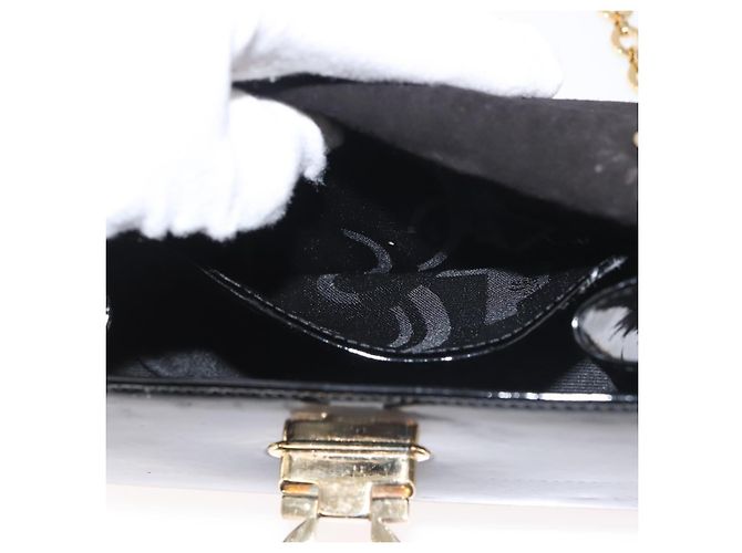 Borsa a Spalla Chain Gancini Salvatore Ferragamo Smalto Nero Oro Auth 142666 D'oro - vista 20