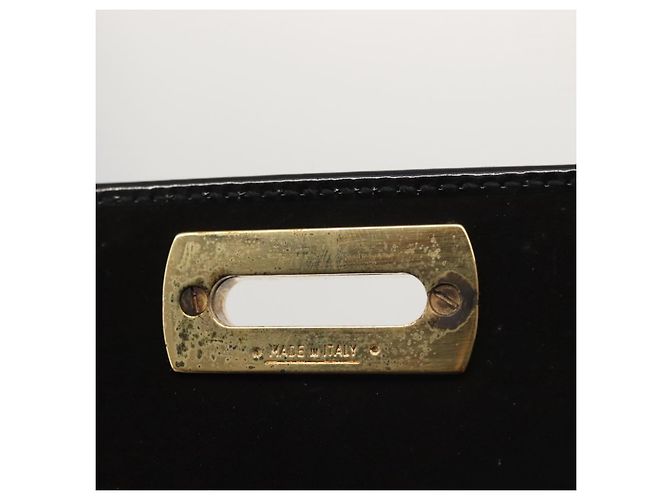 Borsa a Spalla Chain Gancini Salvatore Ferragamo Smalto Nero Oro Auth 142666 D'oro - vista 21