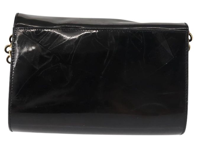 Borsa a Spalla Chain Gancini Salvatore Ferragamo Smalto Nero Oro Auth 142666 D'oro - vista 3