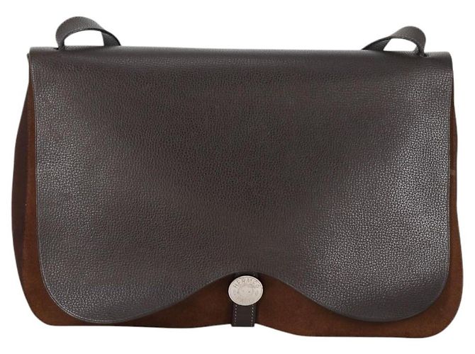 Hermès HERMES Colorado GM Borsa a Spalla Pelle Marrone Argento Auth 135288M - vista 2
