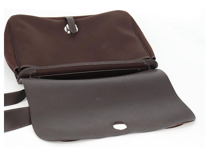 Hermès HERMES Colorado GM Borsa a Spalla Pelle Marrone Argento Auth 135288M - vista 20