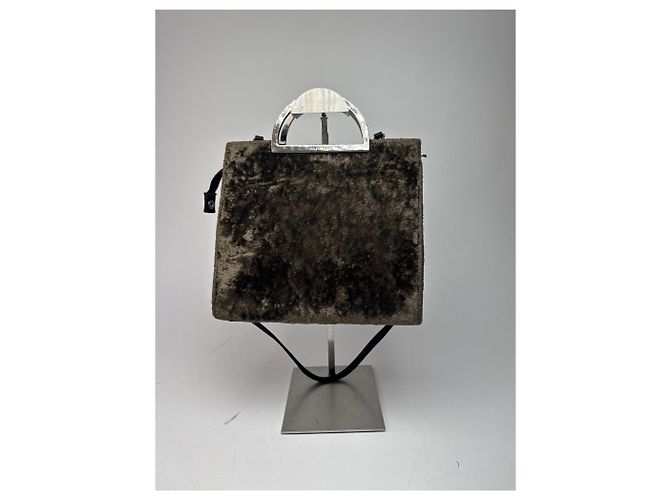 Vintage Courreges 2Way Leder-Fell Tasche braun - Ansicht 2